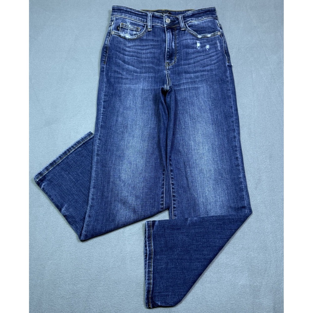 Judy Blue Jeans Womens 3/26 (26x27) Wide Leg Highrise Ankle Stretch Boho USA